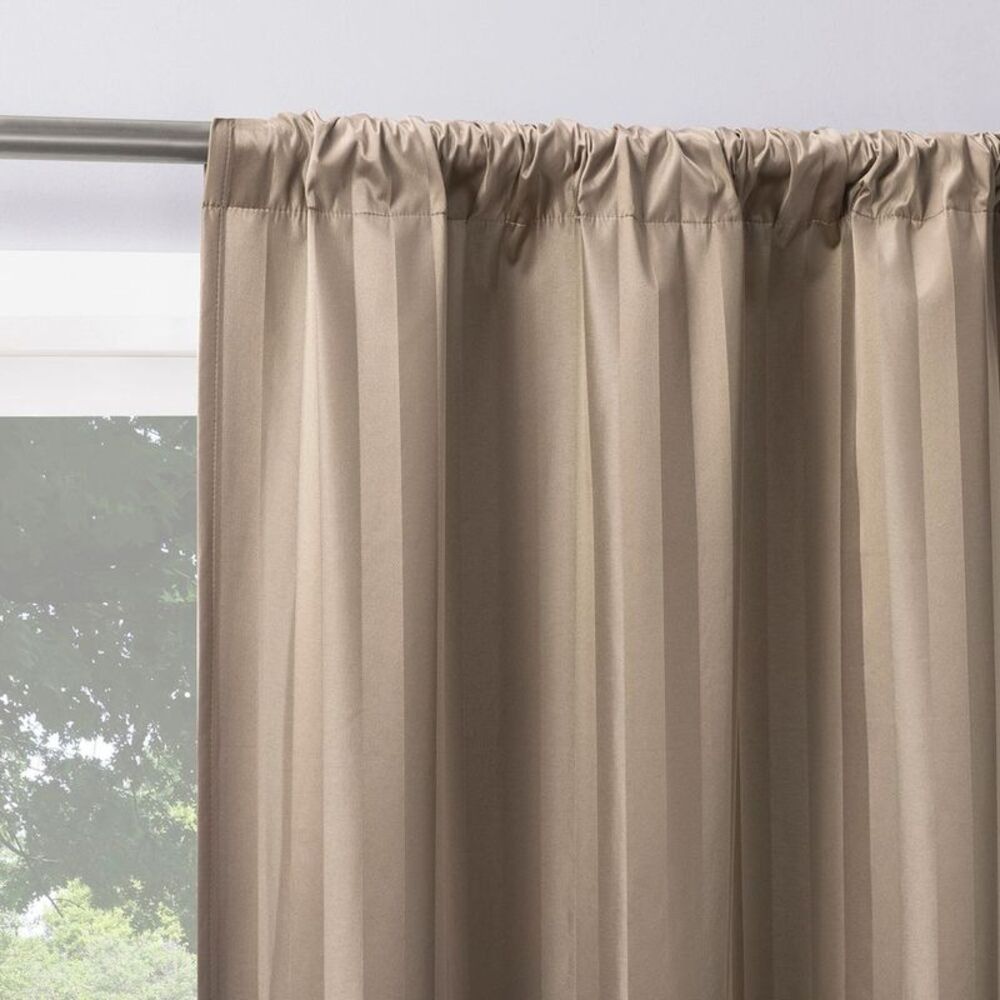 Sun Zero - 2pc 37"x96" Sun Zero Dimani Satin Striped 100% Bla Taupe